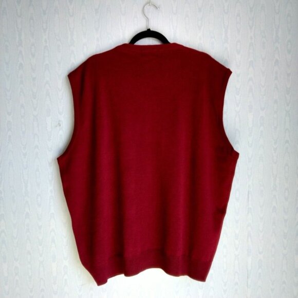 Men's 4XL Gionfriddo Merino Wool Blend Sweater Vest Italian Burgundy Preppy - Picture 3 of 7